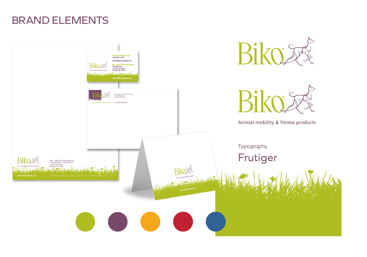 Biko logo, colors, typography, and stationery