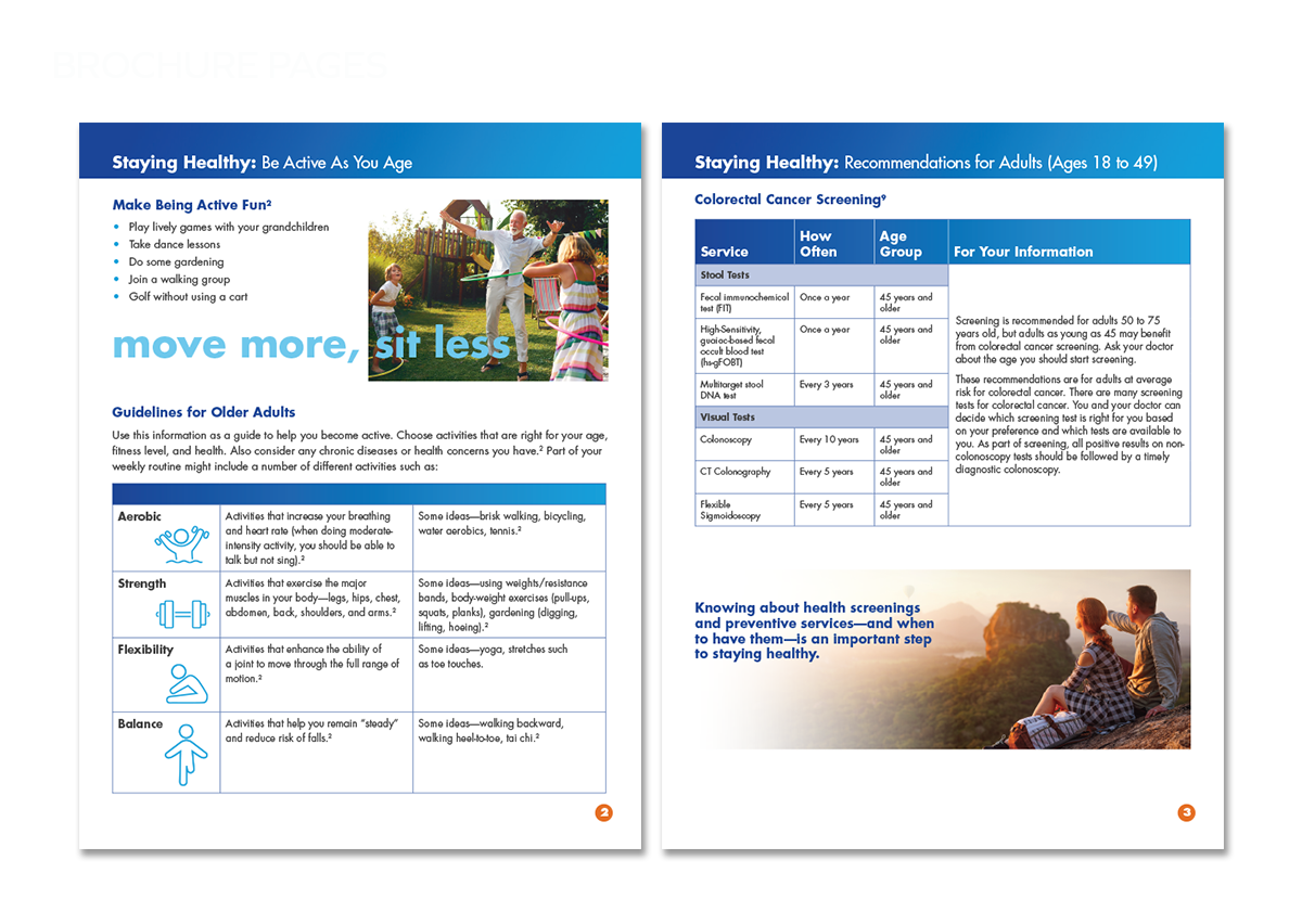 Sample pages of updated Pfizer healthcare brochure